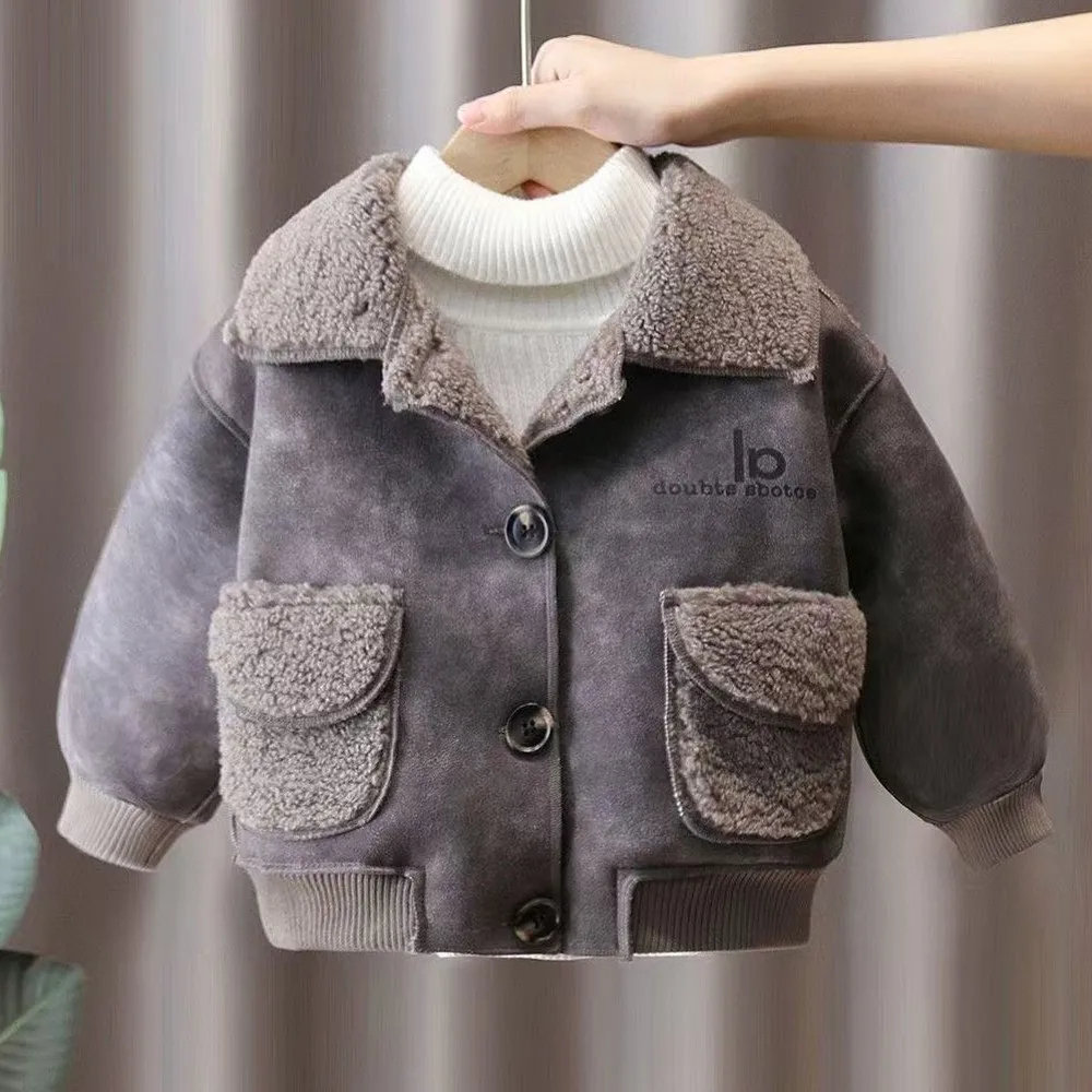 New  Boy Jackets Suede Thickness Kids  Coats  Baby  Children Outerwear Winter Autumn   2025-197