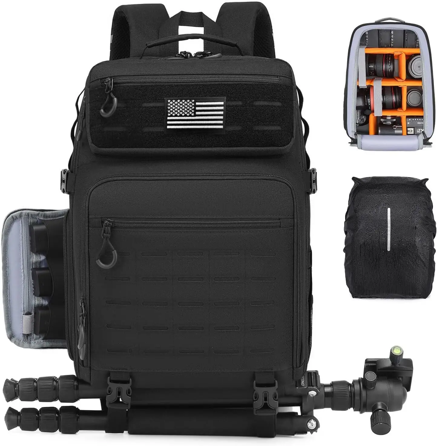 

Большой водонепроницаемый рюкзак для фотоаппаратов DSLR/SLR/беззеркальных с держателем для штатива и отделением для ноутбука 15,6 дюймов, включая дождевик