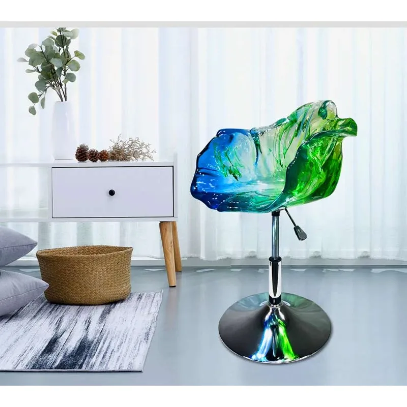 Customized light luxury petal transparent chair that can be lifted and rotated for high-end dining and home use