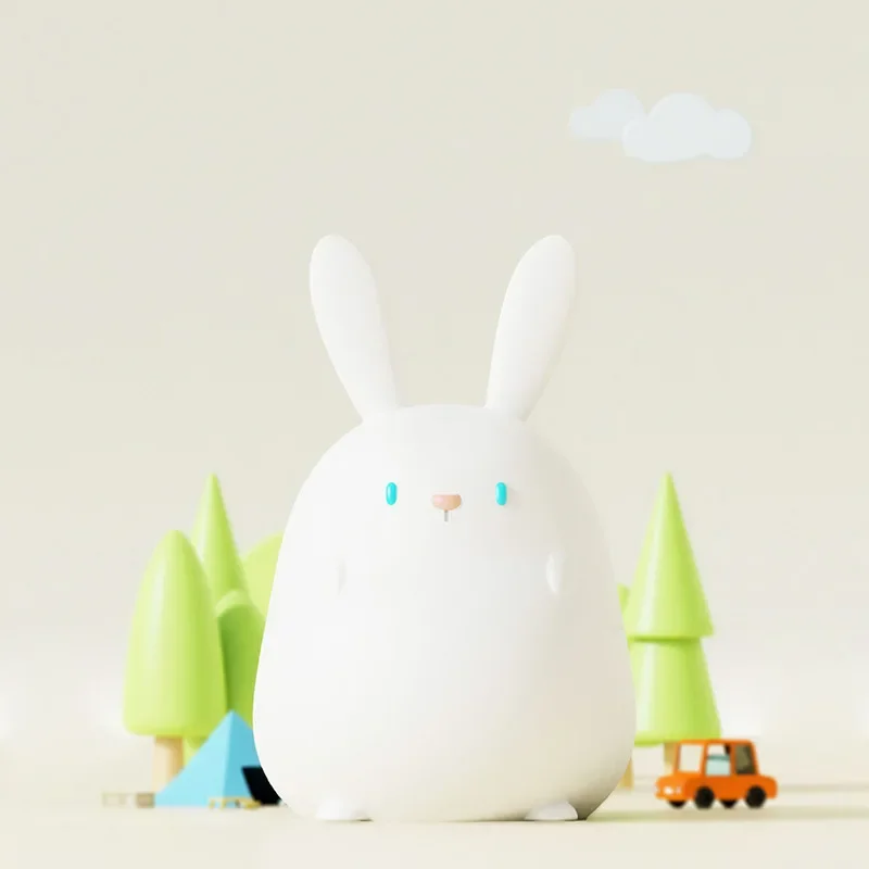 48Pcs/Lots Rabbit Silicone Light, Bedroom Bedside Ambient Light, Children's Eye Protection, Charging, Sleeping Night Lamp