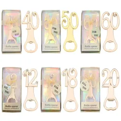 10pcs Golden Birthday Bottle Opener for 18th 30th 40th 50th 60th Birthday Party Wedding Anniversary Decoration Favor Gift Guests