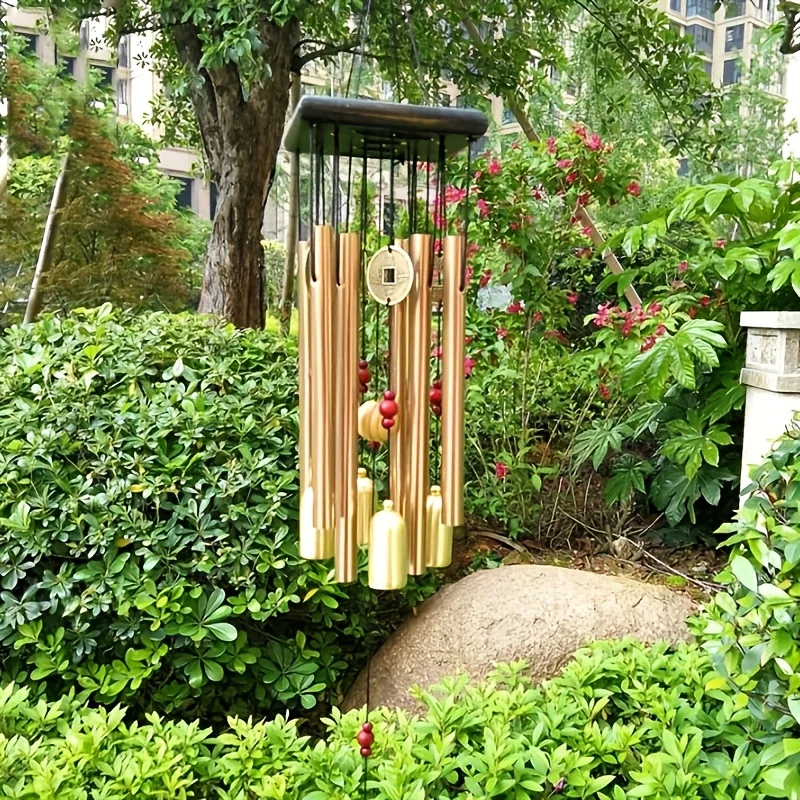 Large Copper Butterfly Pattern Wind Chimes - Outdoor Garden Decoration Aluminum Tubing，Courtyard Artwork，Outdoor Chimes