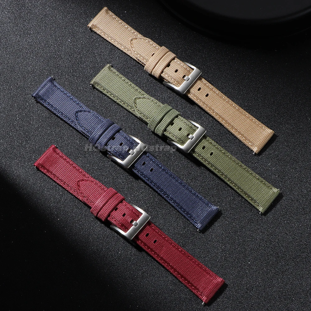 Nylon Leather Strap 20mm 22mm for Omega for Samsung Galaxy Watch 4/5/6 Quick Release Canvas Watch Band Sport Women Men Bracelet