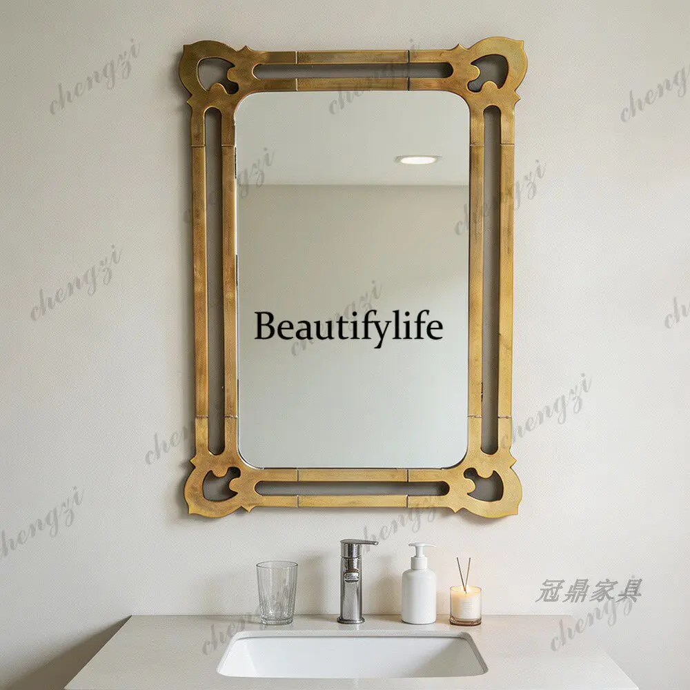 French style coat room square bathroom wall hanging bathroom mirror American style high-end dressing table