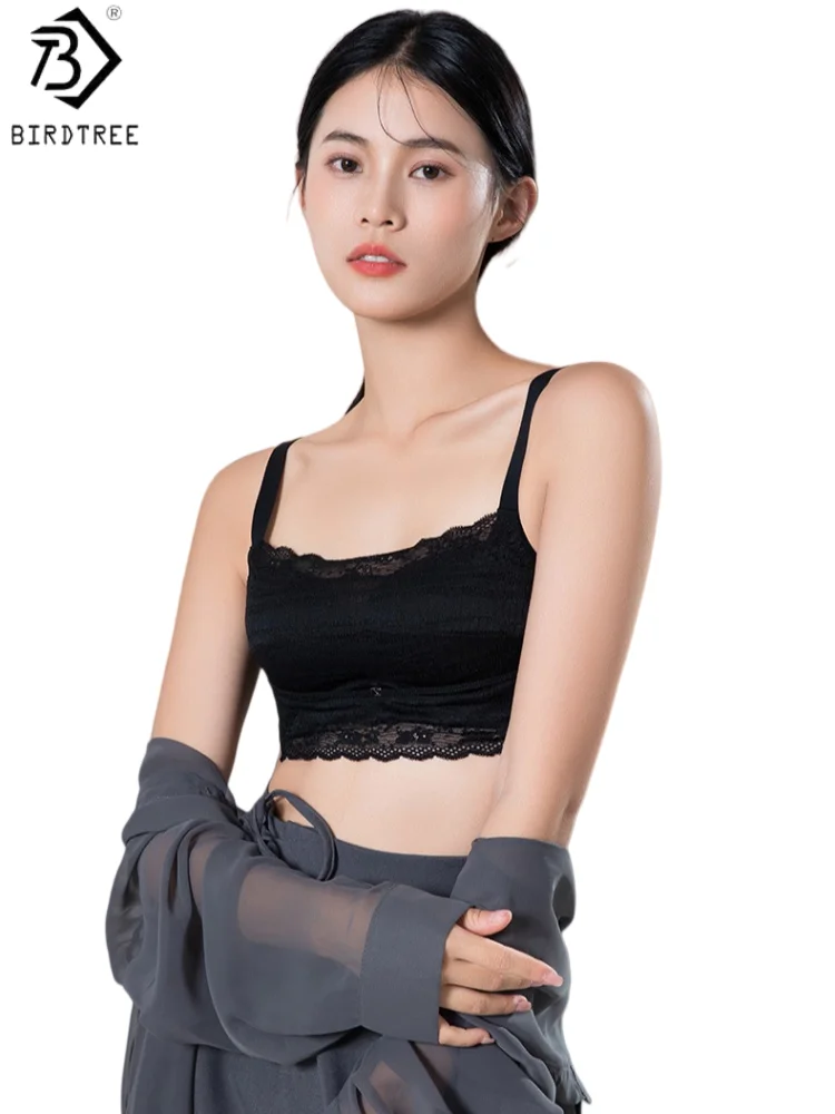 

Бюстгальтер Birdtree, шелковый, сексуальный, из смесовой ткани, женский, с чашками 3/4, мягкое кружевное дышащее белье, новинка весны 2026, белый, черный A62403JF