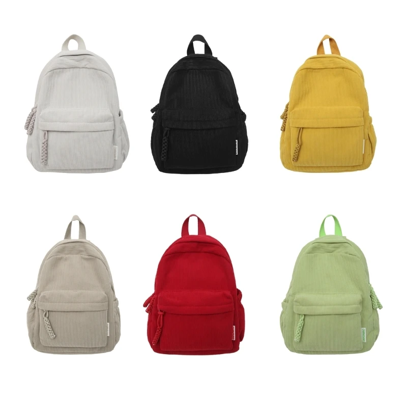 Mochila capacidad para niña y estudiante, morral pana Color sólido, hombro Simple con doble correa, 2023