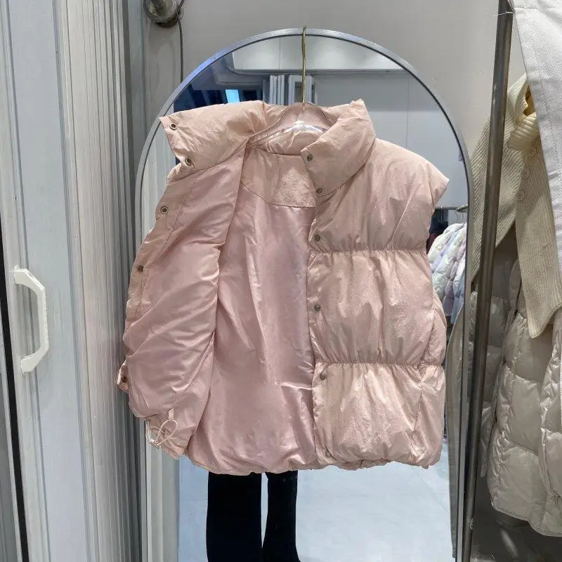 Herfst- en wintermode damesvest woon-werkverkeer opstaande kraag kort high street donsvest