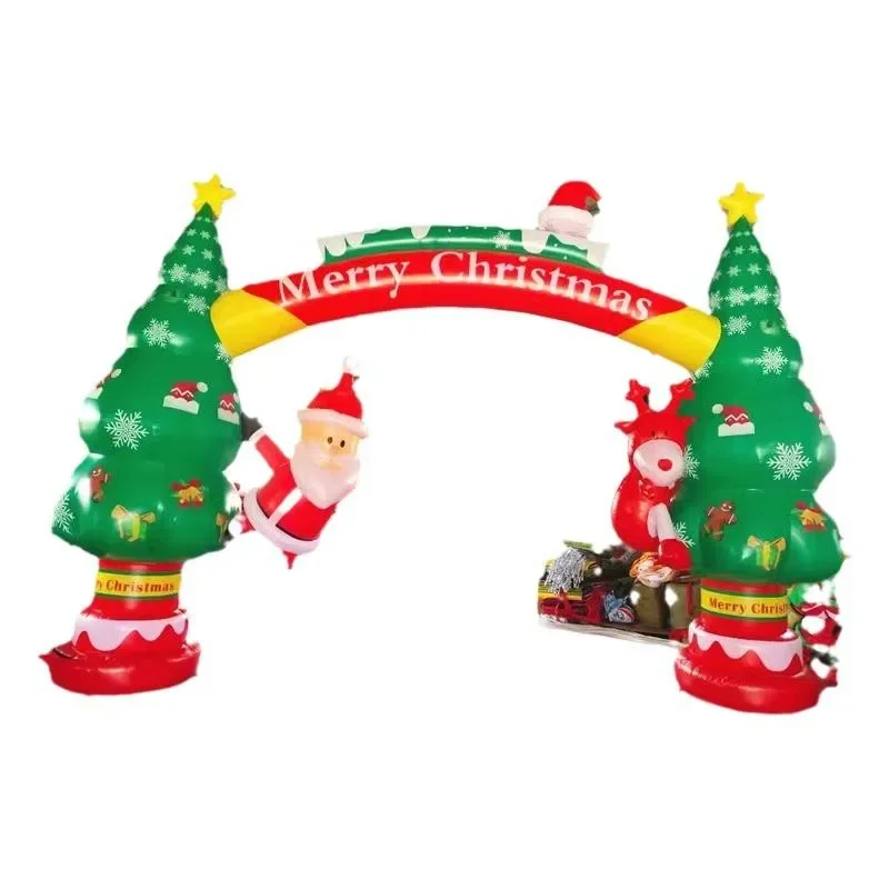 

Backpack beckoning air model shopping mall Christmas day, hanging wall climbing beauty Chen, cartoon arch decoration