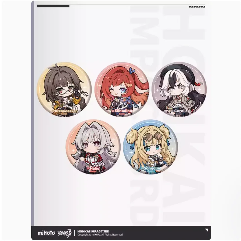 2024 Anime Honkai Impact 3 Partes Secunda Q Version Series Tinplate Badge Senadina Dreamseeker Coralie Helia Baji Brooch Button