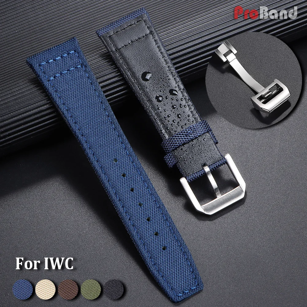 Nylon Canvas Watch Strap for IWC Pilot 20mm 21mm 22mm Straps Waterproof Sport Watch Band Cowhide Wrist Belt Men Women Bracelet