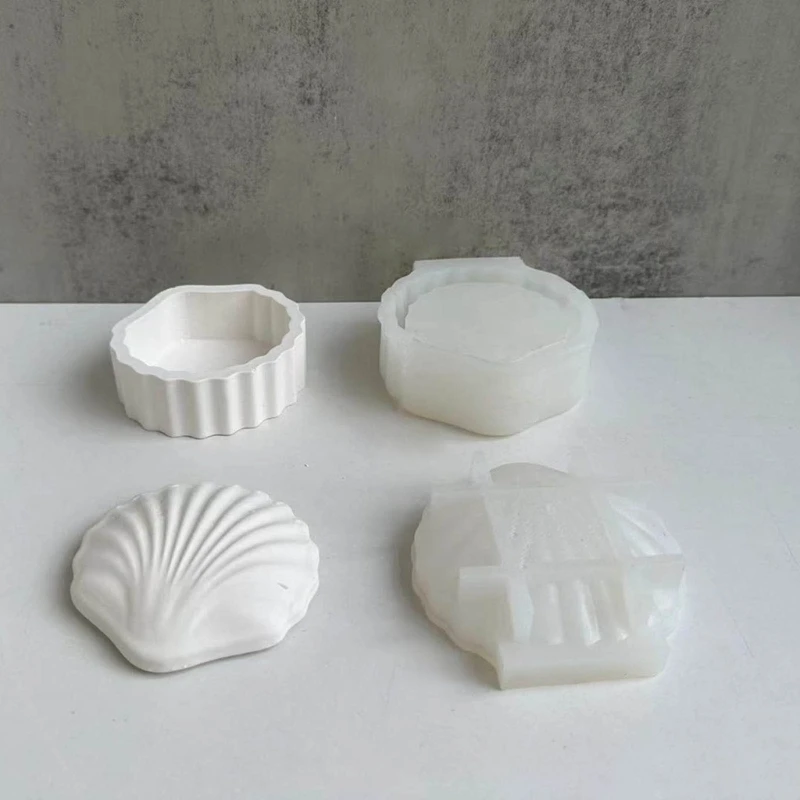 DIY Shell Shaped Container Silicone Molds 3D Epoxy Resin Mold DIY Storage Box Molds Crafts Jewelry Making Supplies