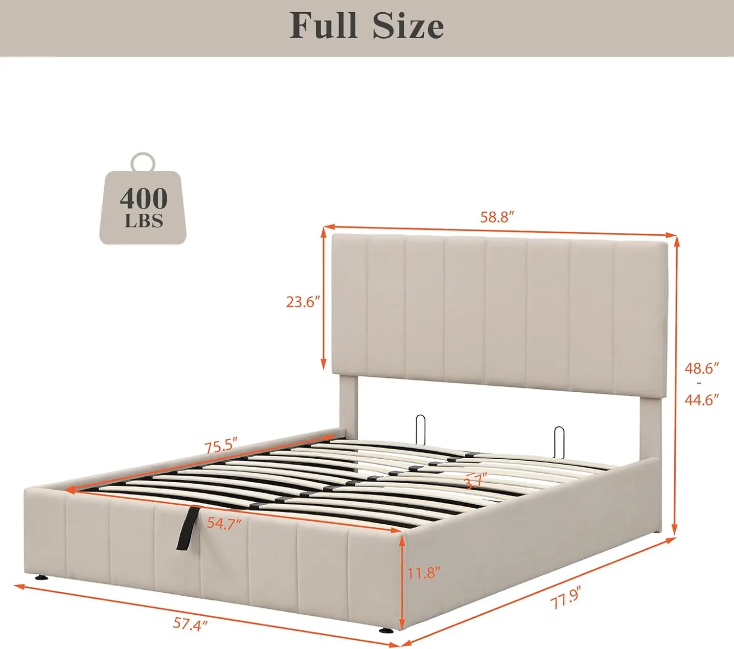 Upholstered Full Size beds Gas Lift Up Storage Platform Bed Frame with Tufted Headboard Wooden