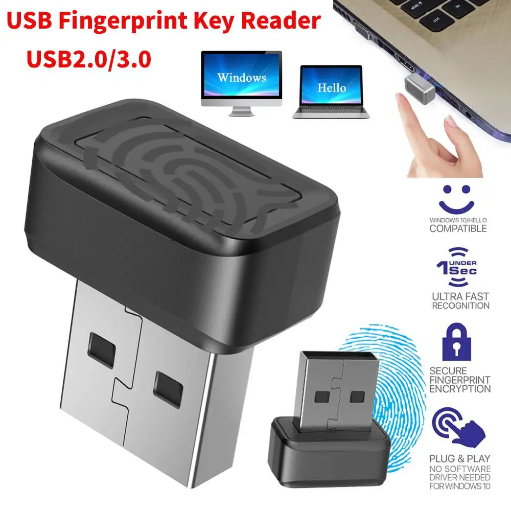 

USB Fingerprint Key Reader For Windows 10/11 Hello Security Key Biometric Scanner PC Fingerprint Sensor Module Password Free
