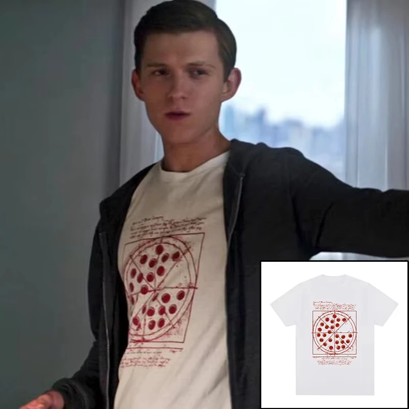 T-shirt graphique Crâne de Vitruvien Pizza pour homme, collection été 2026, en coton, style streetwear, haut décontracté à manches courtes, parodie artistique pour homme