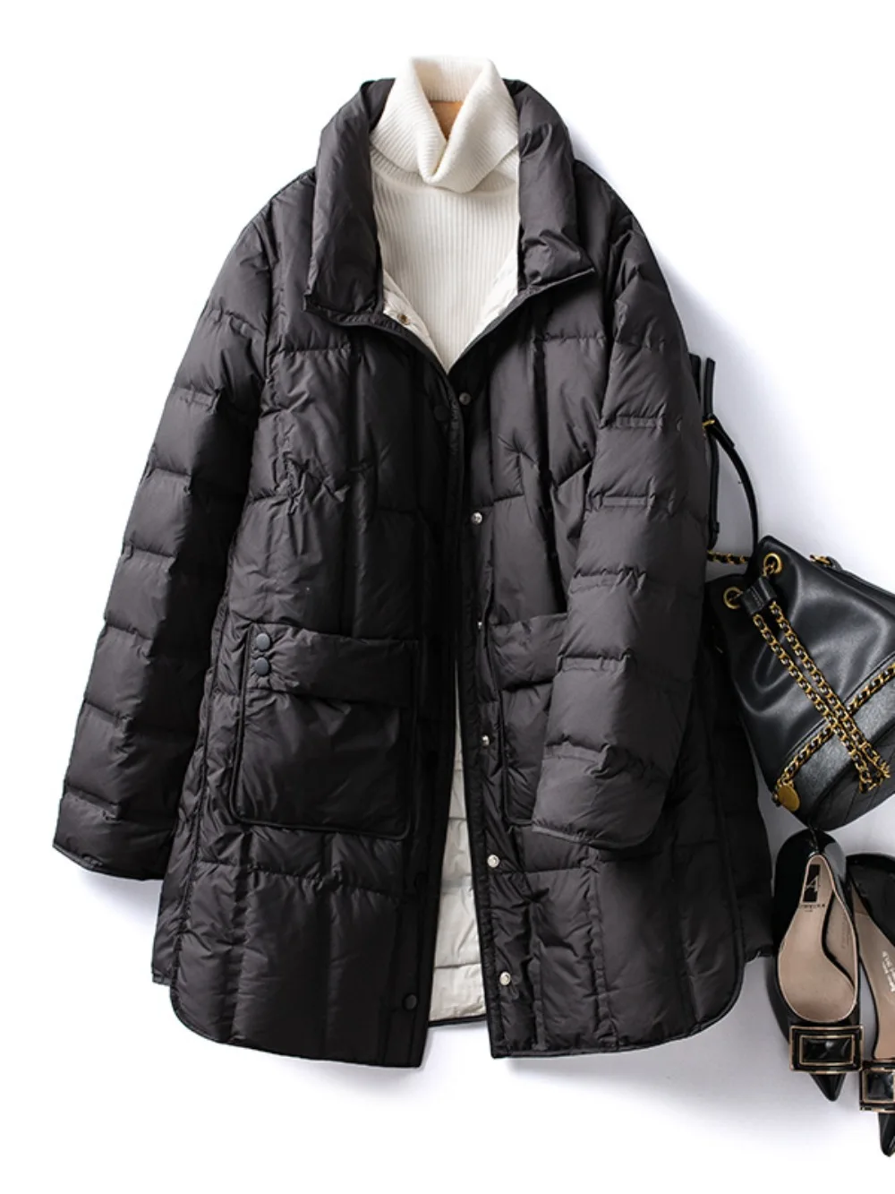 2024 New Winter Women Lightweight 90% White Duck Down Jacket Ultra Light Casual Warm Loose Puffer Feather Coat Female Parkas