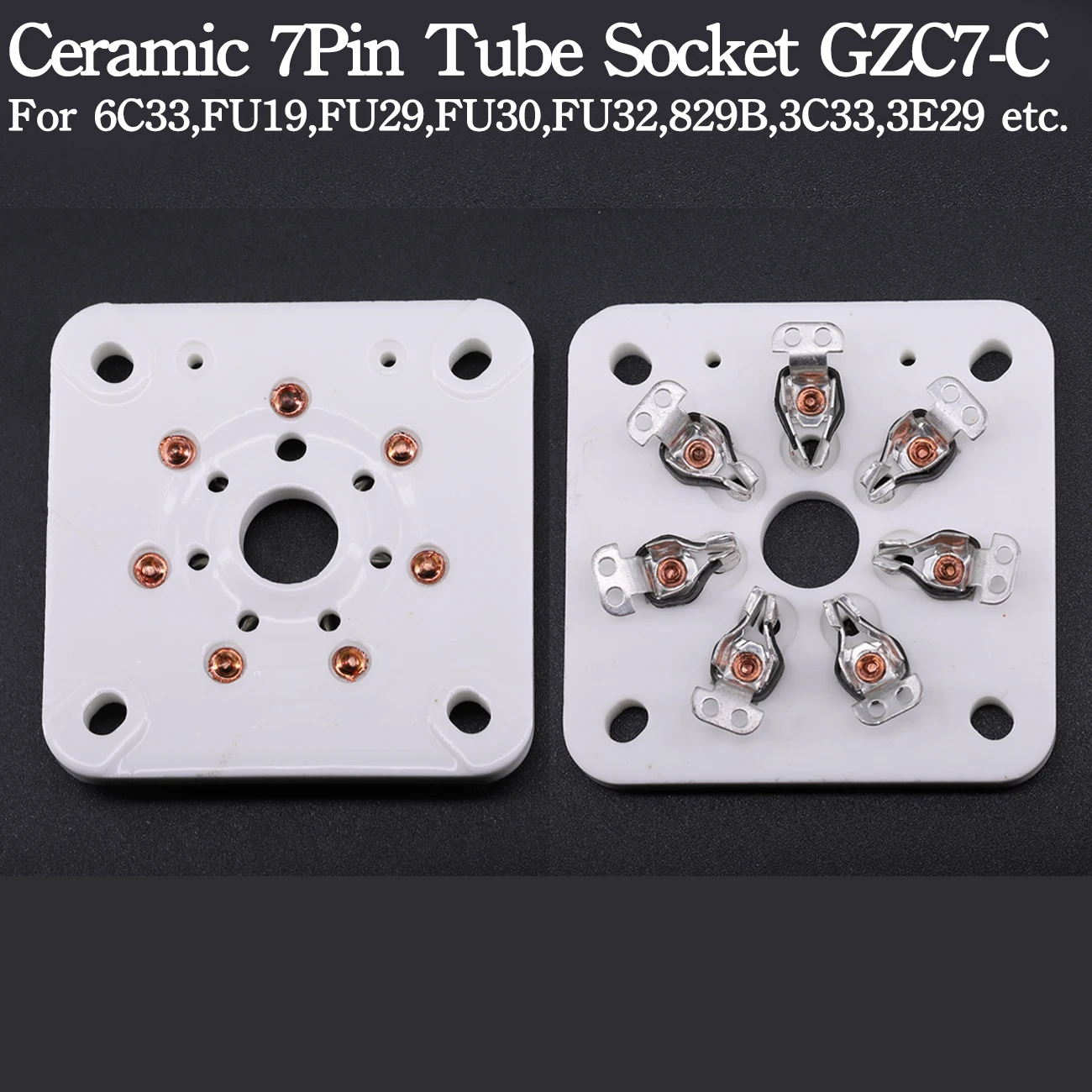 5PCS Ceramic Tube Socket 7Pin Tablet Socket Tube Base GZC7-C For 6C33 FU19 FU29 FU30 FU32 829B 3C33 Vacuum Tube Amplifier