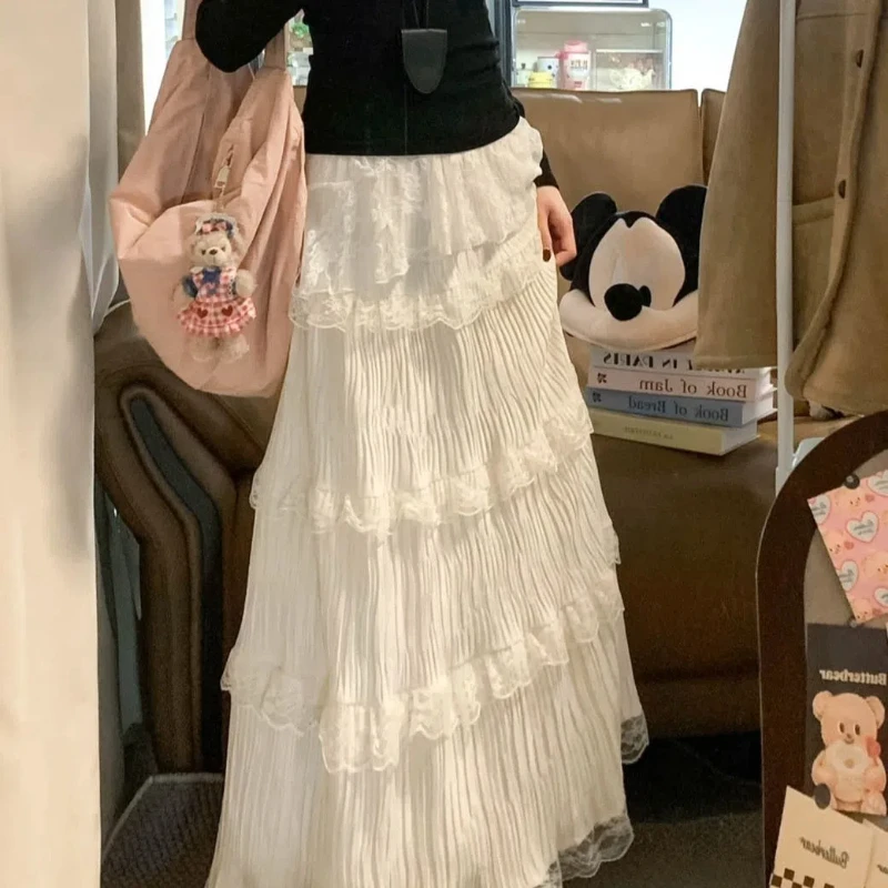 

Ballet Gentle Slim Lace Skirt Autumn and Winter New Versatile High Waist Slim Cake Puff Long Skirt