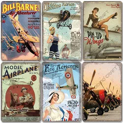 Airplane Poster Metal Tin Signs Vintage Model Plane Meeting Aerien Metal Plate Wall Decor Bar Club Garage Home