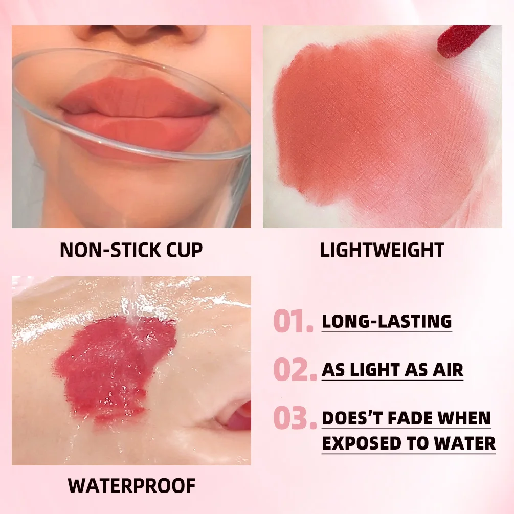 QIBEST 新24色マットリップグロス 防水リキッドリップスティック ヌードパープルリップティント メイクアップリップグレイズ コスメティック レッドリップステイン