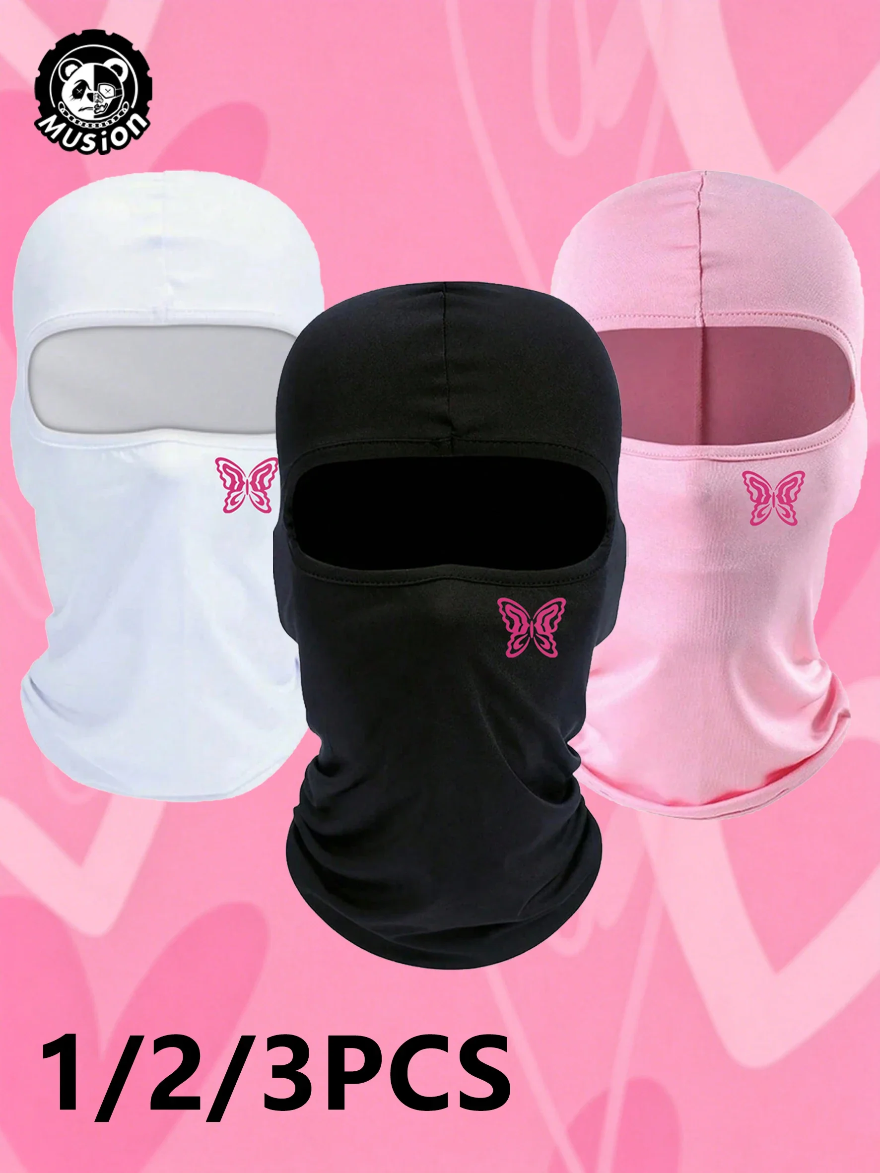 Musion Balaclava-Mütze, Maske, Motorrad, atmungsaktiv, Schmetterling, original bedruckt, schweißabsorbierend, Sonnenschutz, Radfahren und Wandern – Detail 2