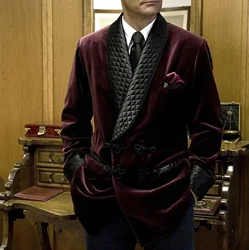 Latest Designs Men Jacket Velvet Smoking Shawl Lapel Formal Tuxedos Loose Vintage Dinner Party Prom Formal Blazer(1 Jacket)