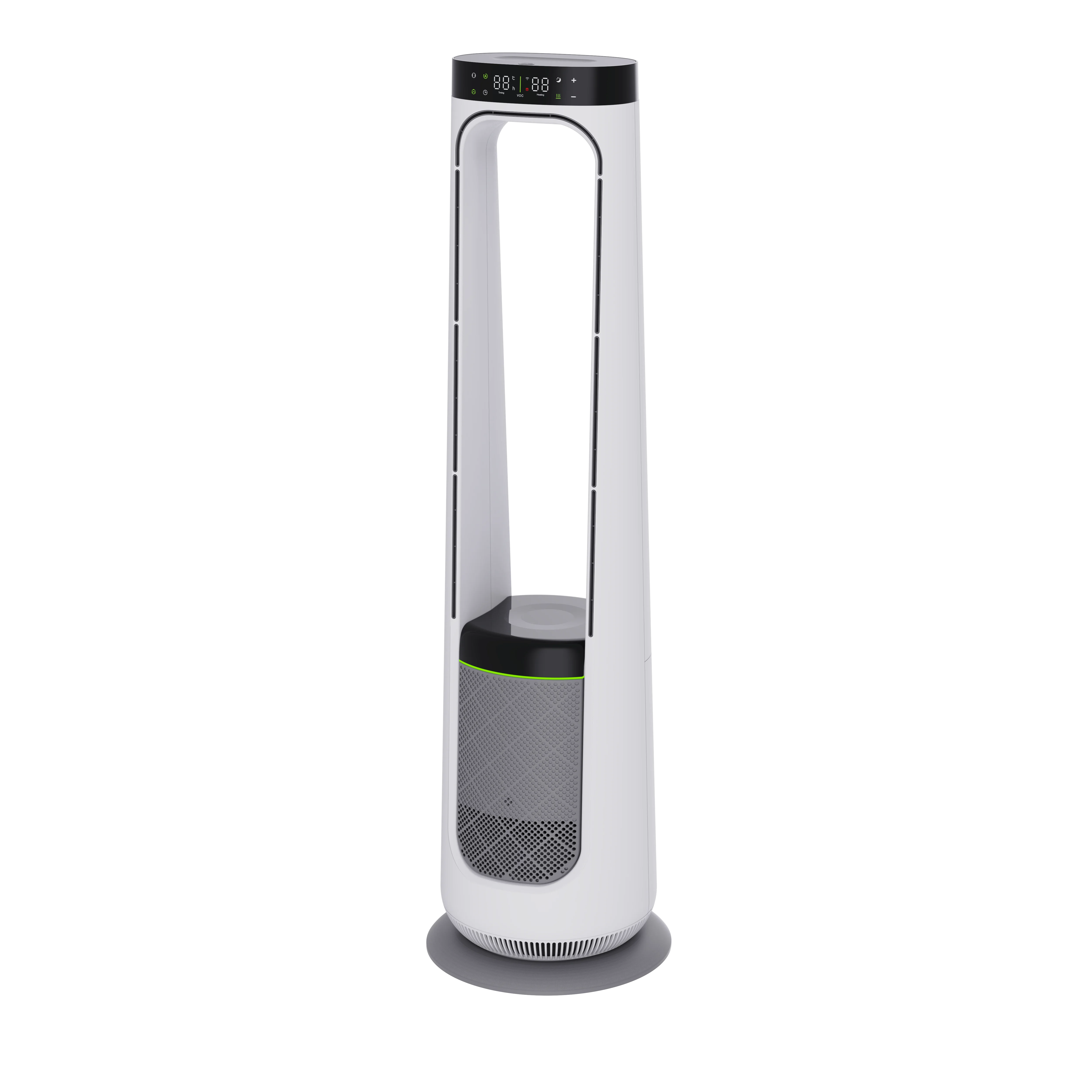 BLDC Bladeless Tower Stand Fan with Remote Control & LED Screen Display Heater Function Electric Household