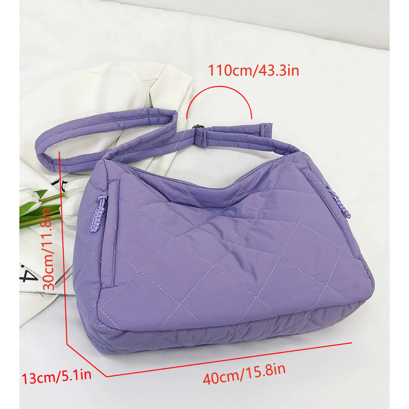 Large Capacity Cloth Shoulder Tote Bag For Women Designer Quilted Shopper Bag 2024 New Casual Travel Space Cotton Crossbody Bag