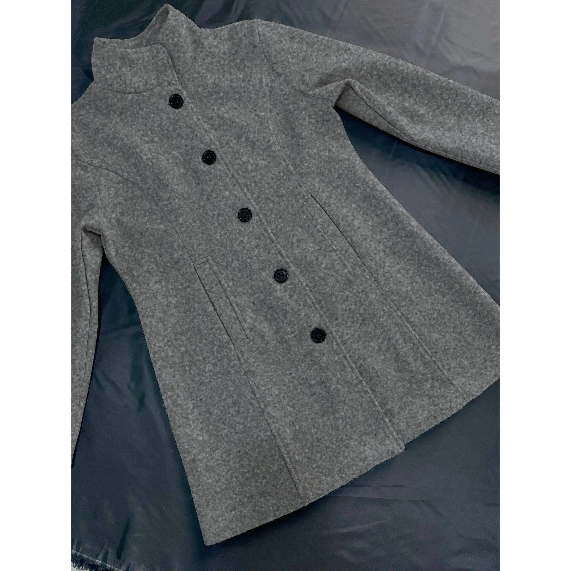 Vintage Midlength Wool Coat Retro Tweed Jacket Princess Sleeve  Collar Medium Thickness for Middle-Aged Women Spring Season