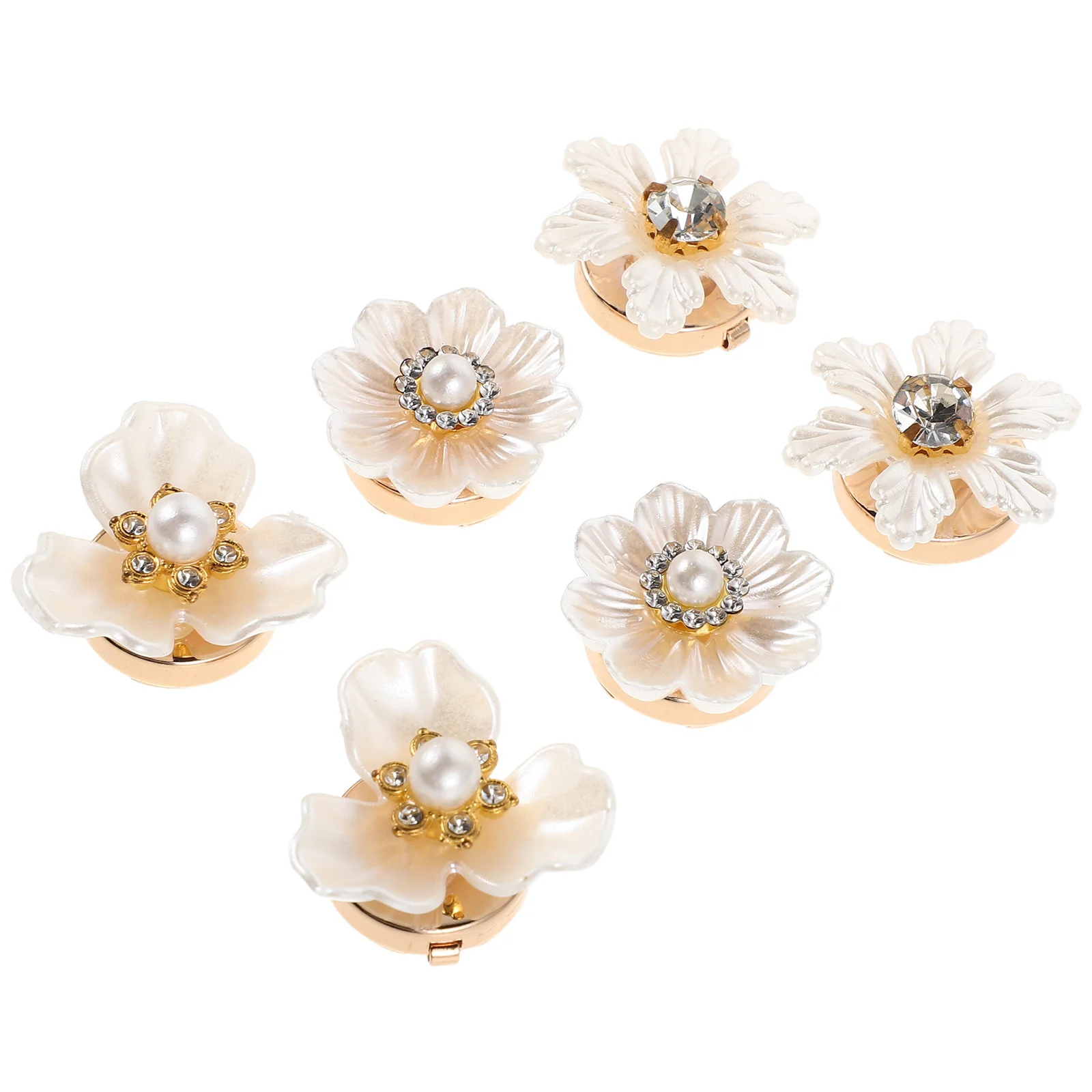 

3Pairs Elegant Flower Pearl Rhinestone Cufflinks Ladies Shirt Cuff Jewelry Wedding Formal Clothing Dress Accessories