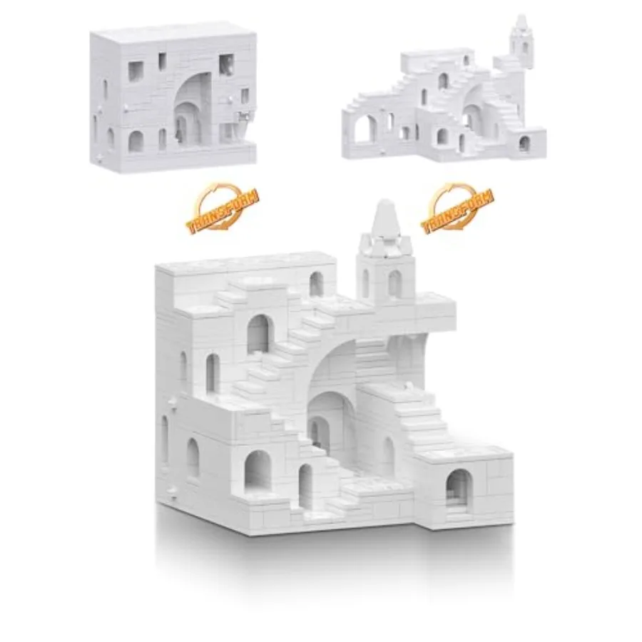 City Series White Castle Building Blocks - Juego de bloques de construcción giratorios y transformables, 688+ piezas, regalos para niños y adultos