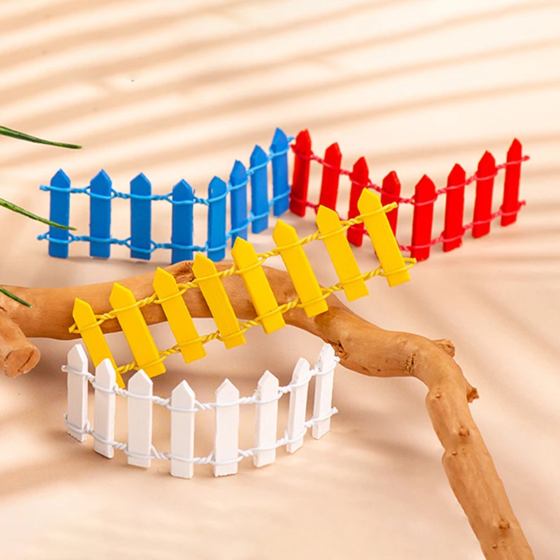 10pcs Mini Wooden Fences DIY Miniature Fairy Garden Wood Barrier Dollhouse Showcase Ornament 9.5*3cm