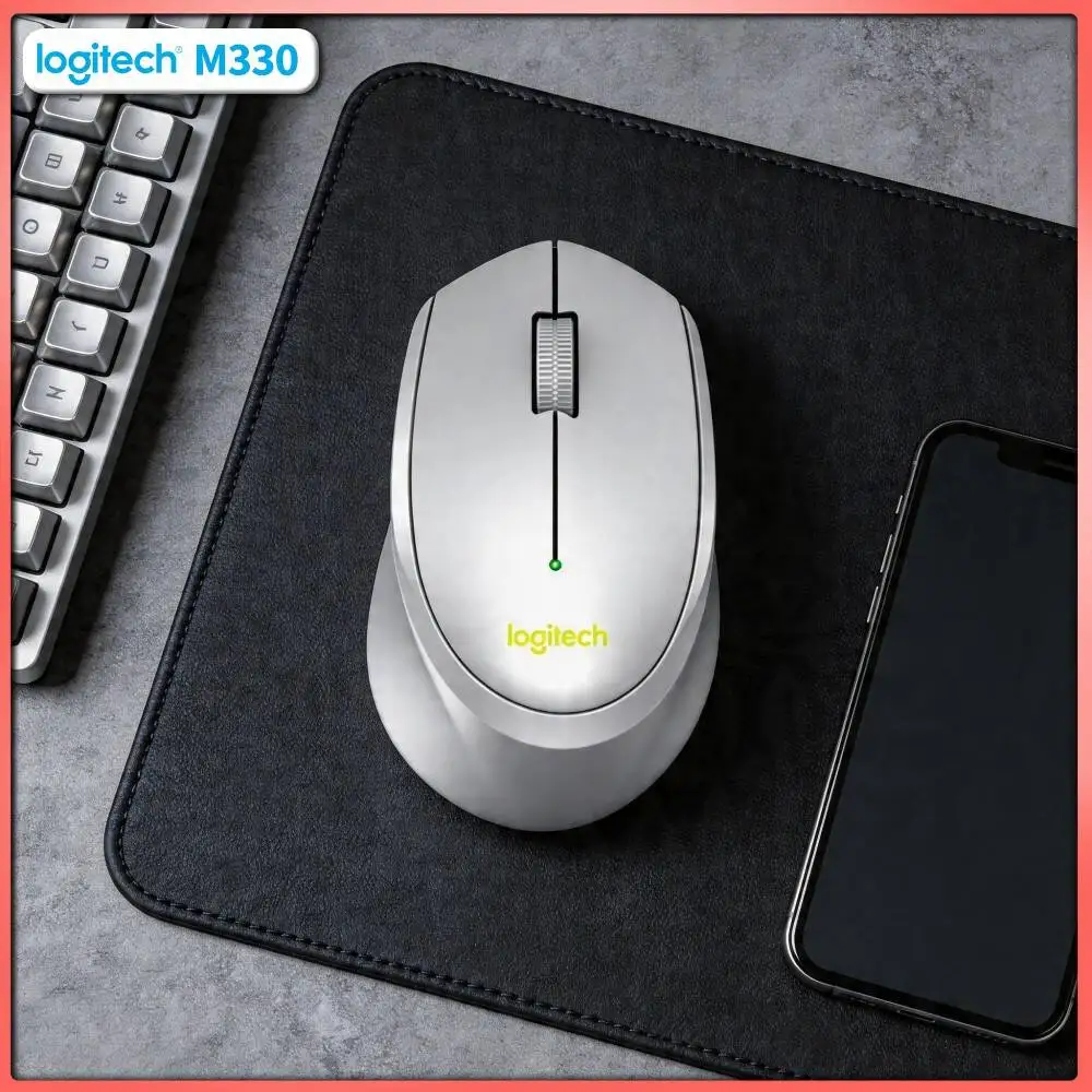 Logitech M330 Silent Plus Wireless Mouse 2.4GHz USB Receiver Narrow Body for Desktop Office Laptop Desk Mat