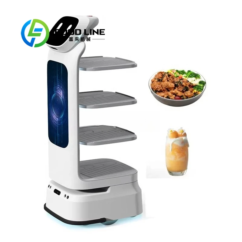 Commercial Grade Food Delivery Robot Heavy Duty Autonomous Serving Waiter Robot For Multi Storey Restaurant Hotel Hospital