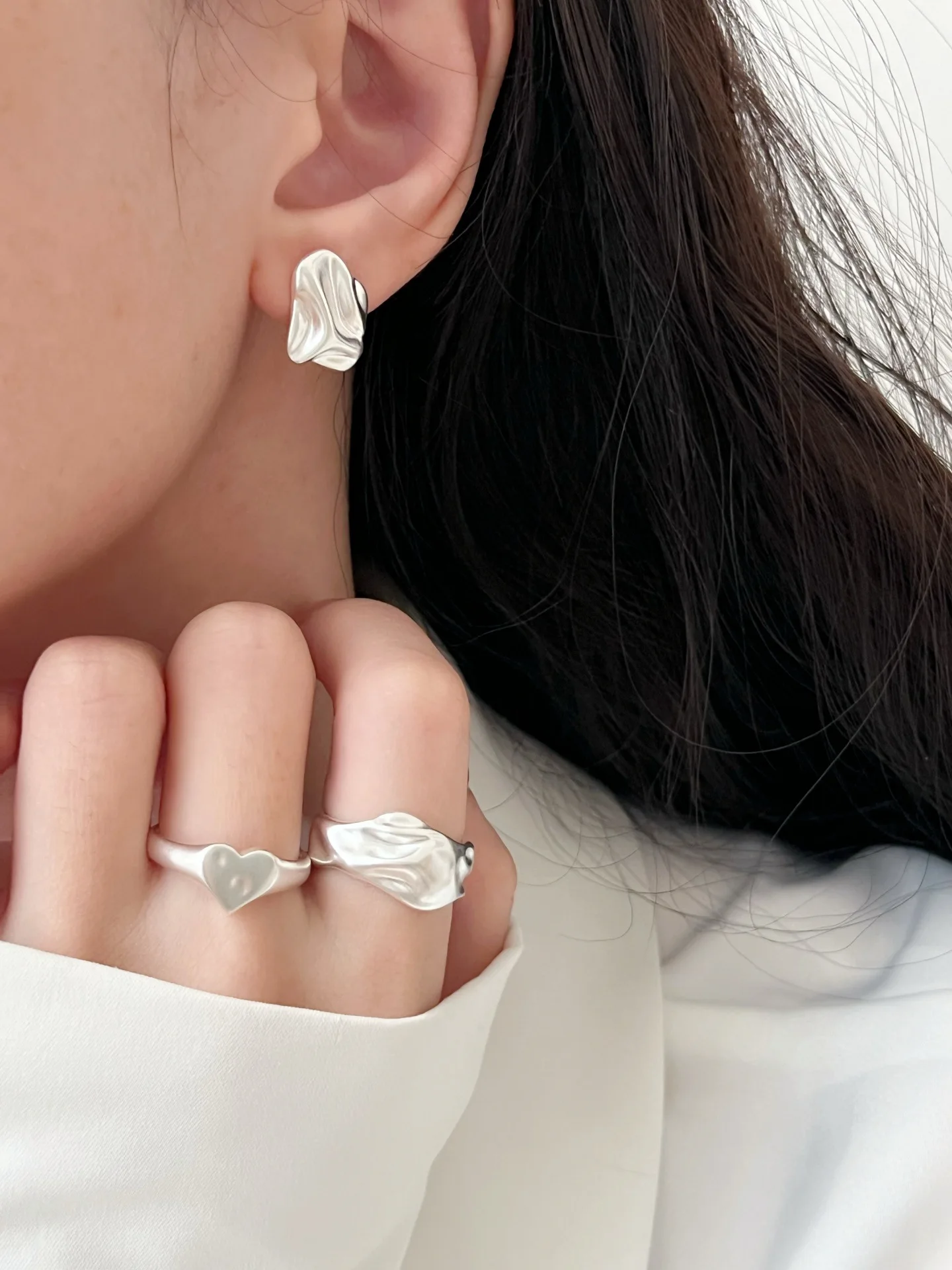 925 Sterling Silber Unregelmäßige Bolzen Ohrring für Frauen Vintage Geknitterte Zuckerguss Punk Rock Schmuck Party Geschenk Dropshipping – Detail 22