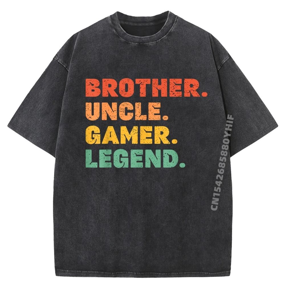 

Graphic Tops Funny Gamer Brother Uncle Gaming Legend Video Game Fashion T Shirt Men Vintage Retro Washed Tops & Tees
