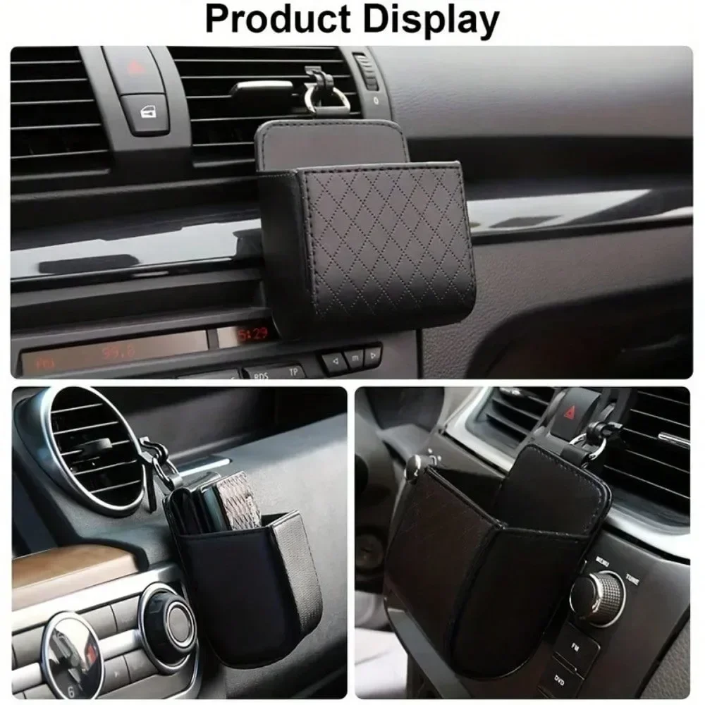 Add to Wish List Car Air Outlet Storage Bag, Mobile Phone,Key, Sunglasses,Ventilation,Household,Hanging Leather Organizer Box