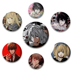 32/44/58mm Anime Death Note Handmade Pins Round Brooch L Killer Yagami Light Cosplay Badge Backpacks Clothes Jewelry Gifts