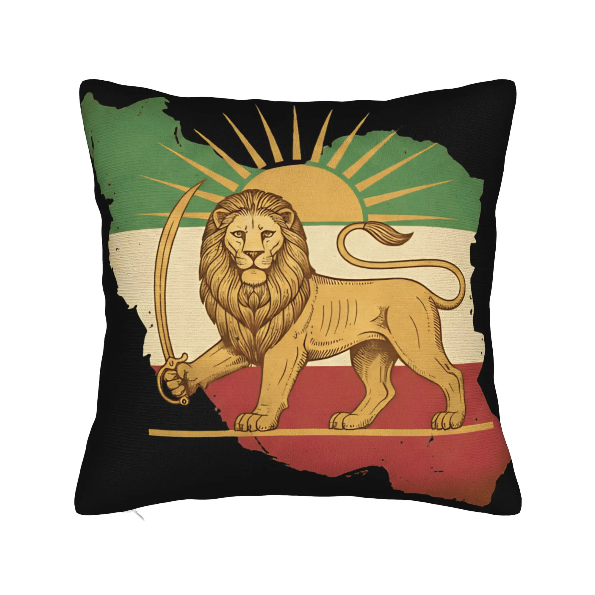 Shir o Khorshid Vintage Persian Lion and Sun Pillow Case  Novelty Pillow Cover Comfy Pillowcases For Sofa Home Decoration