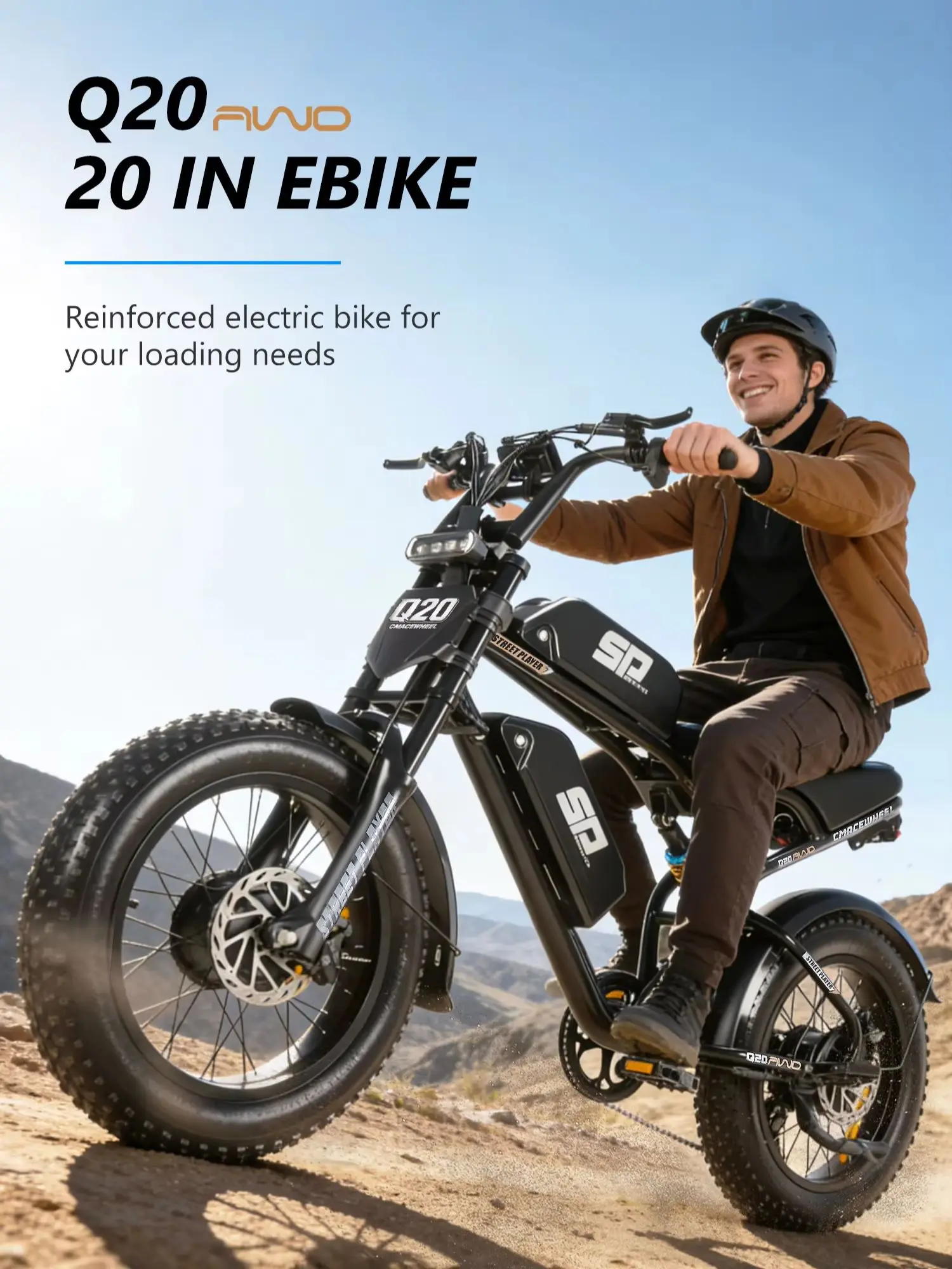 Dual-Motor eBIKE CEAYA Q20MAX Elektrofahrrad 48V 36AH Doppelakku Fat Tyre ebike mit Ölbremse, Doppelfederung Elektro-Mountainbike Reichweite 100km+