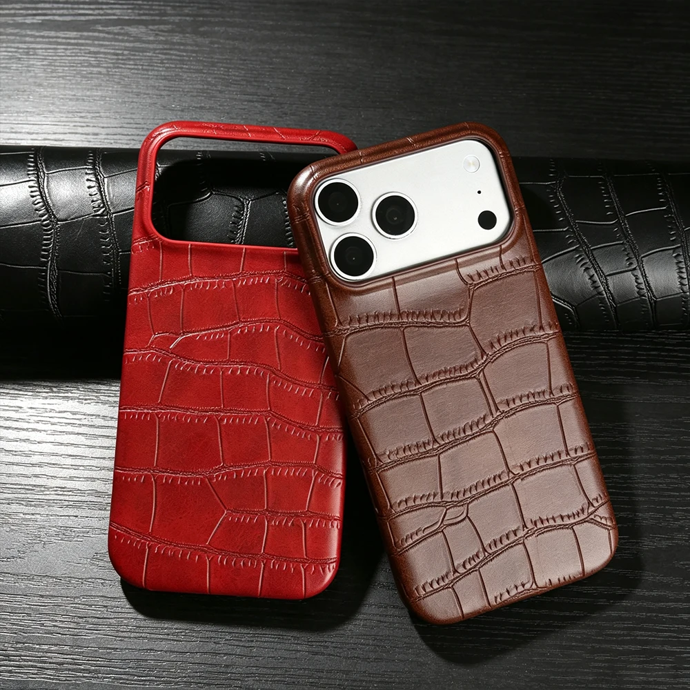 Luxury Crocodile Skin Leather Case For iphone 18 17 16 15 Pro Max 17Pro 18Pro Max 15Pro 16Pro Phone Case Back Cover Coque Fundas