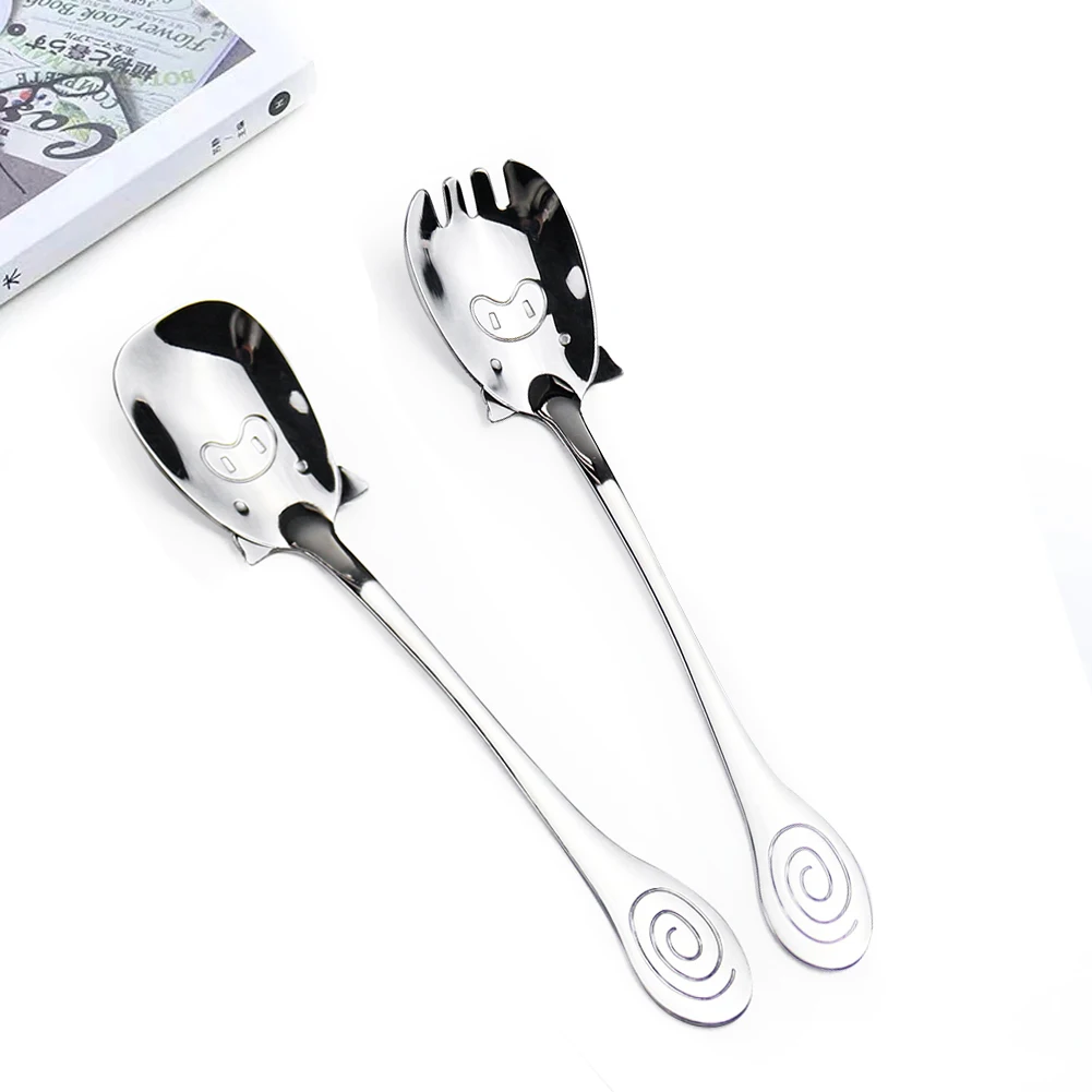 

IPC Cartoon Children's Fork Spoon Creative Piggy Spoon 304 Stainless Steel Specialty Cutlery Animal Spoon Fork Portable Cutlery