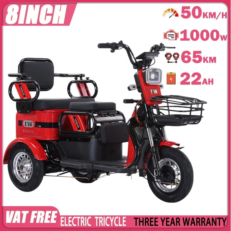 Electric Tricycle For Transportation Multifunctional Adult Electric Scooter For Picking Up And Dropping Off Children ThreeSeater