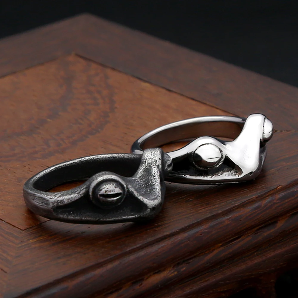Frog Ring Stainless Steel Vintage Antique Black Punk Gothic Mens Animal Finger Band Cool Daily Wear Fashion Jewelry Party Gift view 3