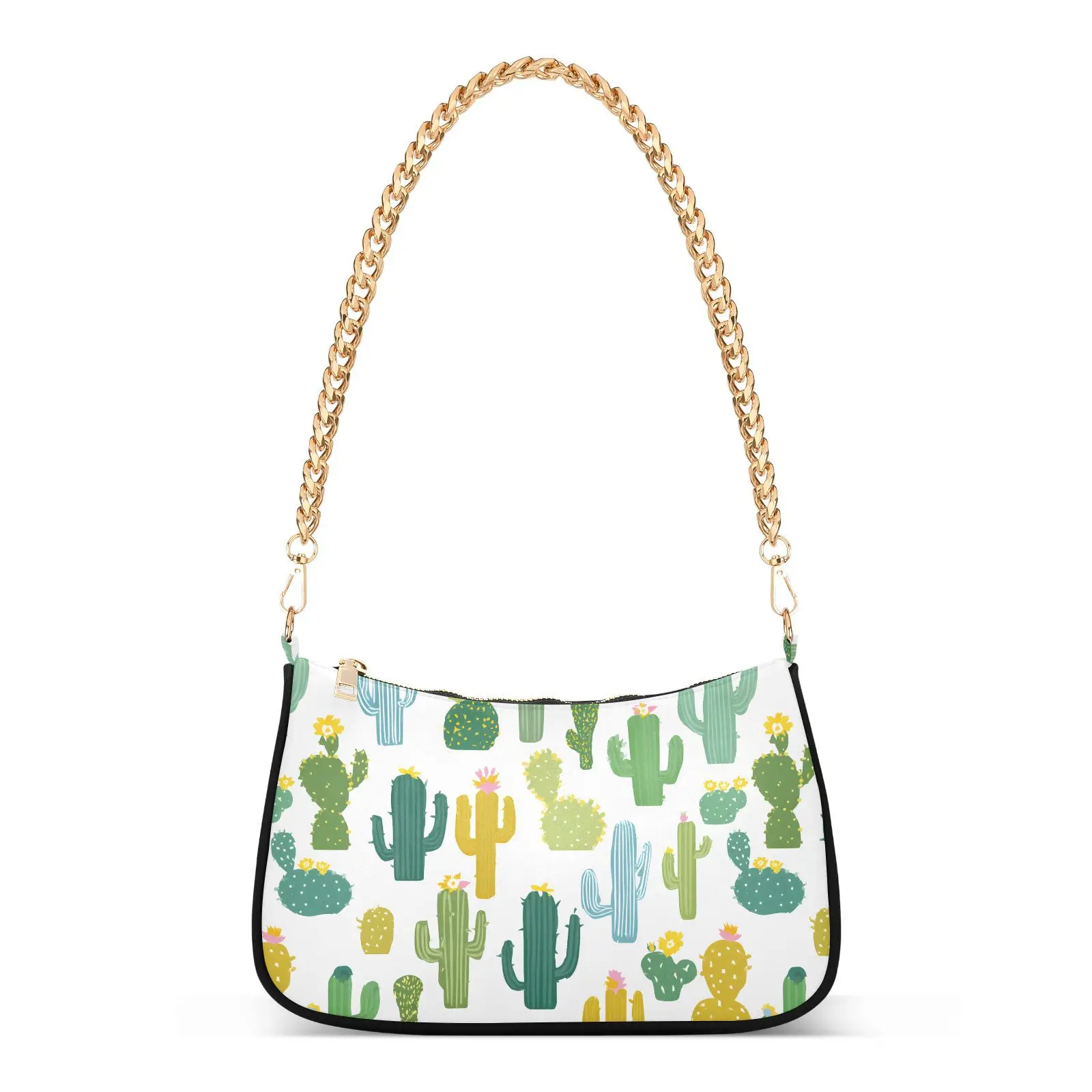2025 New Shoulder Bag Fashion Trend Female Cactus print Women's Metal Chain Bag Casual Trendy Phone Bag