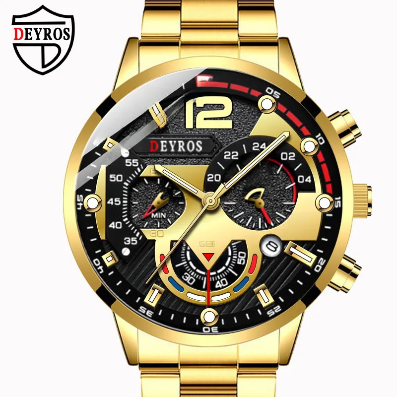 

DEYROSWatch Мужские часы с календарем Мужские часы шестиконтактный стальной ремешок часы кварцевые часы спортивные мужские часы светящиеся часы для мужчин