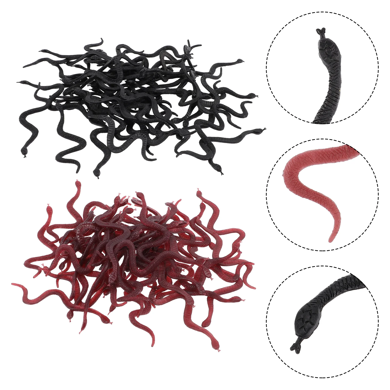 100 Pcs Realistic Snake Toy Black 50 Brown 50 Vivid Safe Halloween Prank Props Stage Performance Scare Toys Fake Snake