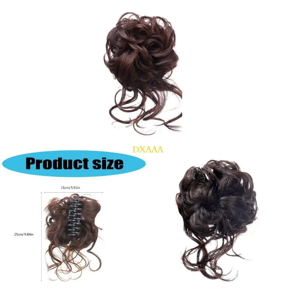 DXAA Heat Resistant Synthetic Hairpiece Claw Clip Ponytail Extension Natural Looking Curly Bun For Daily Use Parties