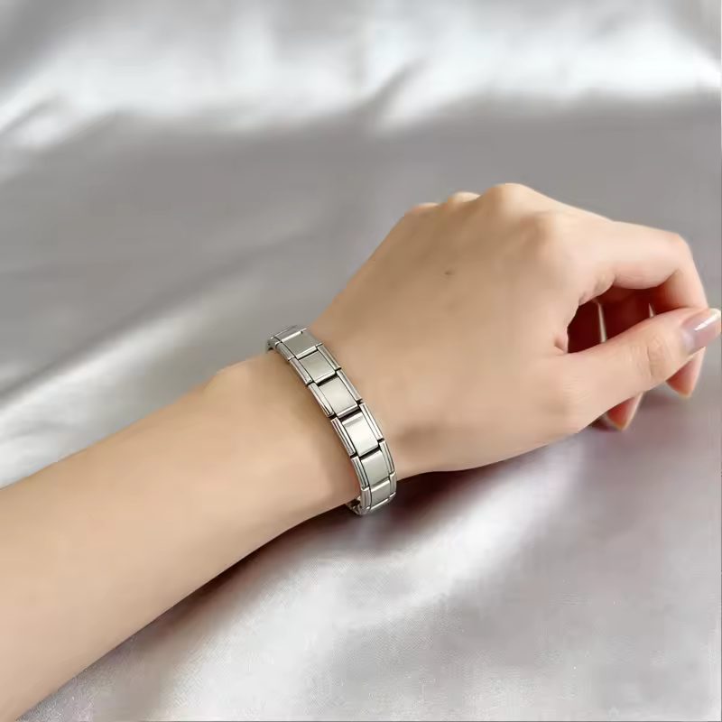 For Women Men Italian Charm Link 9mm Width Silver Gold Color Stainless Steel Bracelets on Hand DIY Making Jewelry Wholesale - Image 4