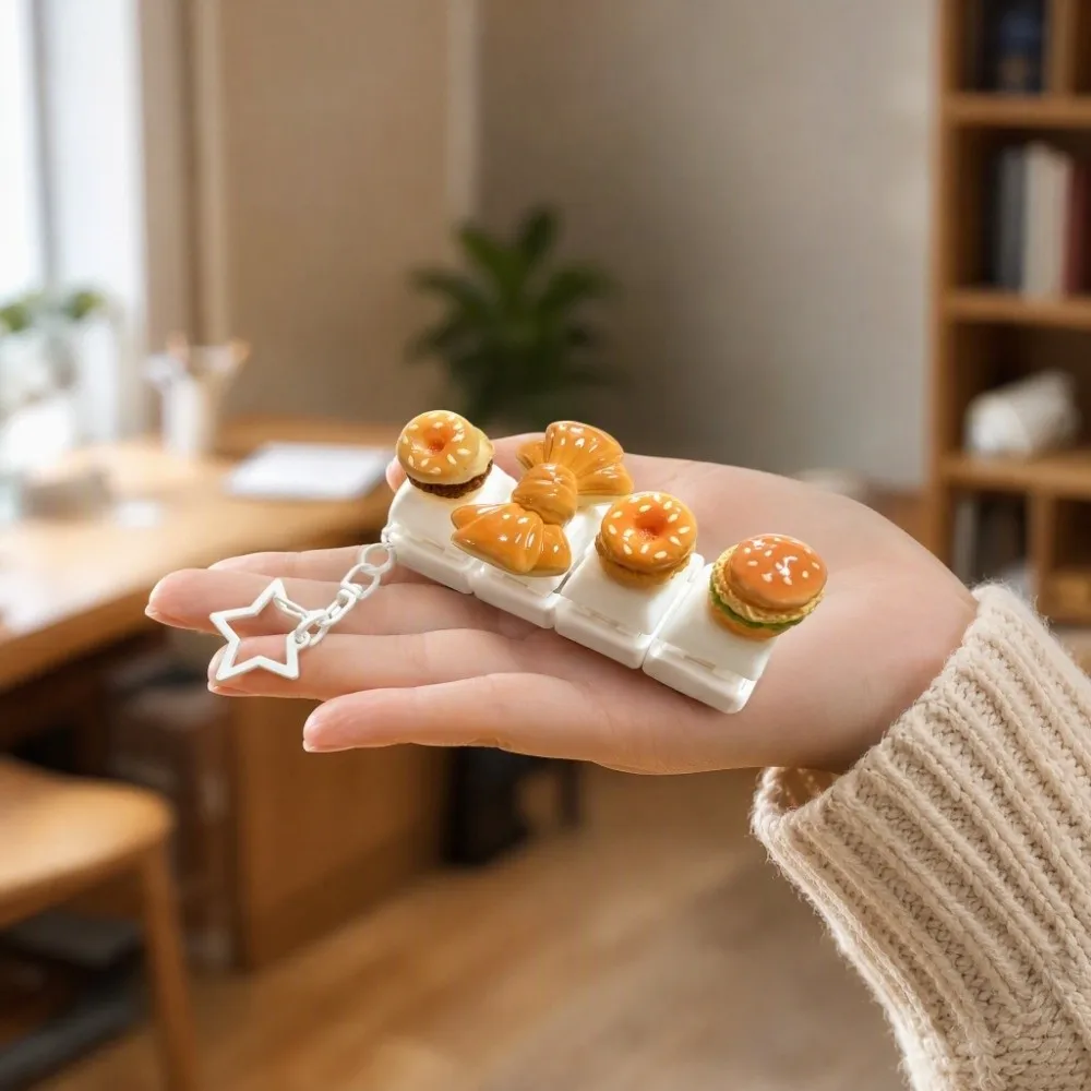 Cute Glow Design Decompression Button Burger Sandwich Cream Bread Mini Keyboard Pendant Simulation Keyboard Luminous