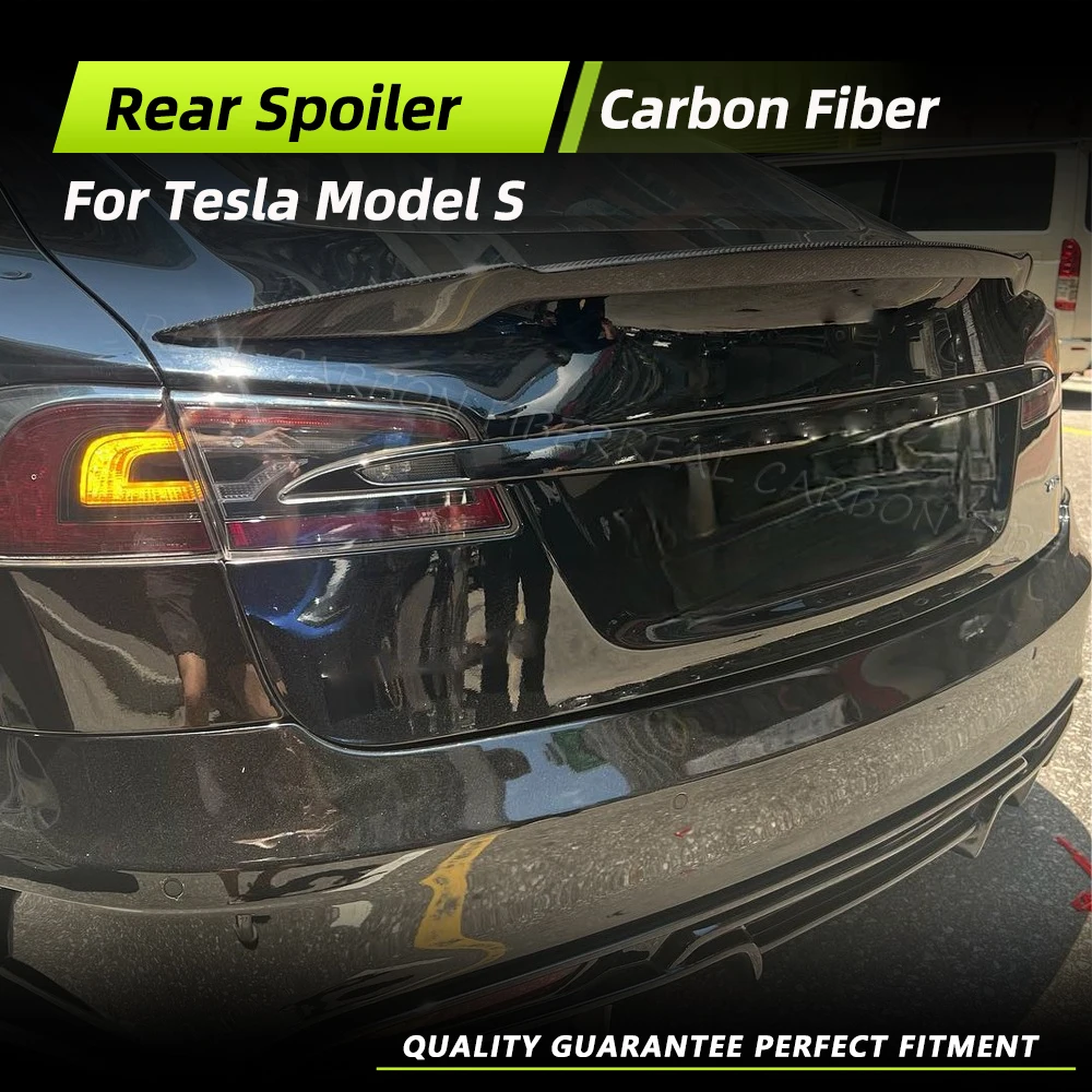 

Спойлер для заднего багажника автомобиля, гоночный спойлер для багажника, спойлер для Tesla Model S 2014-2023, задний багажник, крыло из углеродного волокна, FRP, черный